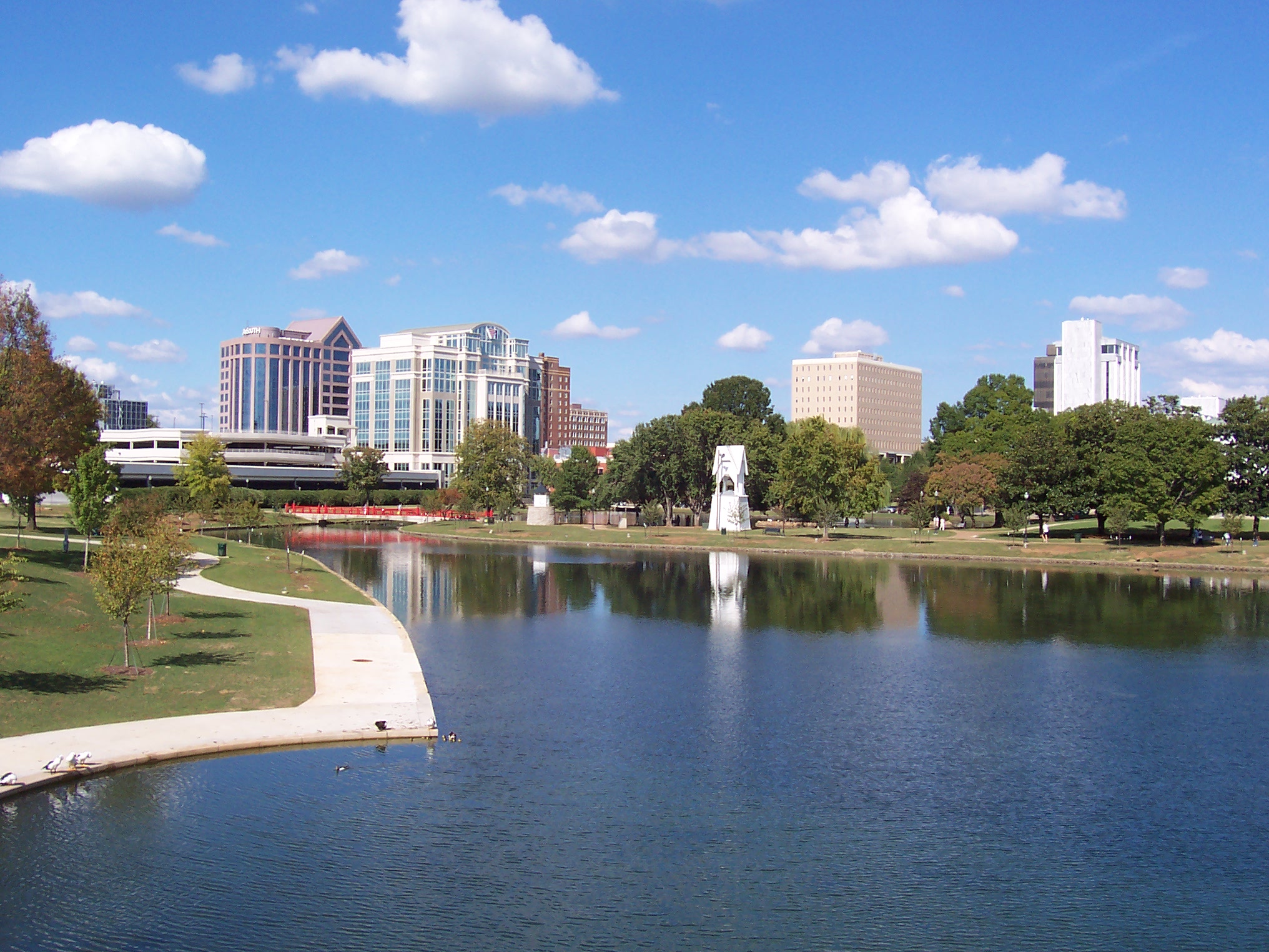 Downtown Huntsville viewed across Big Spring International Park